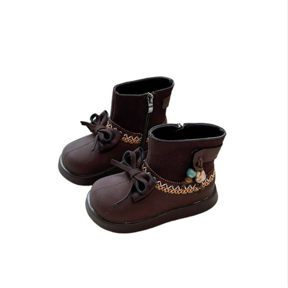Liyamei Girls Fashion Ankle Boots Soft Sole Casual Winter Style Toddler Little Kid For Daily Outfit And Party Wear Snow Boots for Girls Size 2-2.5 Years