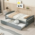 thumbnail image 3 of EUROCO Twin Size Platform Bed Frame with Trundle, Low Profile Easy Assembly Daybed for Kids Teens Bedroom, Gray, 3 of 11