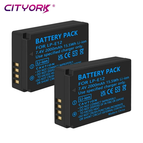 Digital Camera Battery 2 Pack LP-E12 Camera Battery for Canon M 100D Kiss X7 Rebel SL1 EOS M10 EOS M50 DSLR,1800mAh