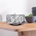 thumbnail image 2 of Digital Alarm Clock,6" Large LED Display Charger Ports | Auto Dimmer Mode | Easy Snooze Function, Modern Mirror Desk Wall Clock for Bedroom Home Office for All People (White), 2 of 5