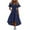 Navy new1, variant on qolati Summer Dresses for Women 2025 Loose Fitted Casual V Neck Drawstring Midi Dress High Low Hem Ruffle Flowy Boho Beach Sundress