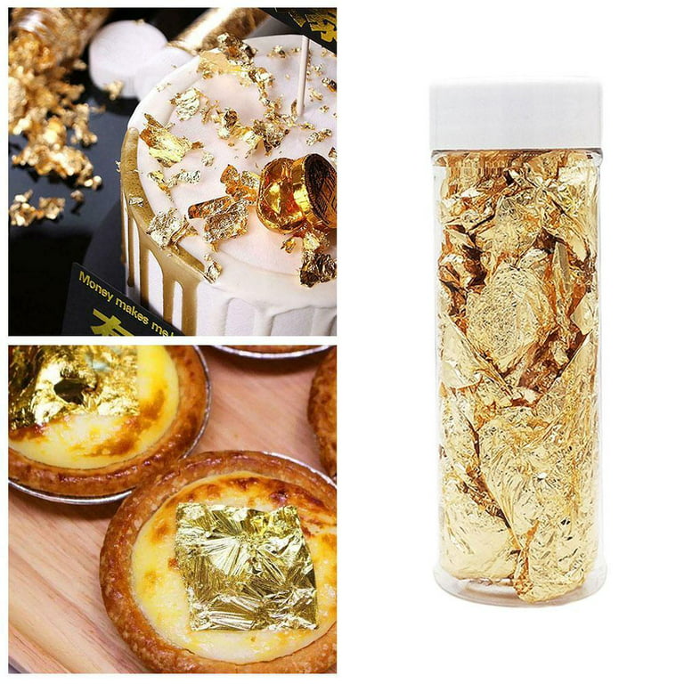 Gold Flakes Edible Edible Gold Leaf Foil Cupcake Cake Toppers Food Dessert  Cake Ice Cream Decoration Cake Baking Pastry Arts Crafts Decor W2G8 