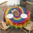 thumbnail image 3 of Colorful Rainbow Tie Dye Spiral Pattern Round Tablecloth 60"x60",Wrinkle Wipeable Table Cloth for Kitchen Dining Room Picnic Patio Party, 3 of 6