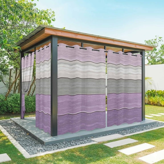 Outdoor Curtains for Patio Waterproof, Purple Grey Wood Grain Outdoor Privacy Panels Grommet, Ombre Rustic Retro Wooden Plank Blackout Outside Curtains for Porch/Cabana 54"x84", 1 Panel