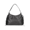 thumbnail image 2 of No Boundaries Women's Fashion Moto Hobo Bag, Grey, 2 of 6