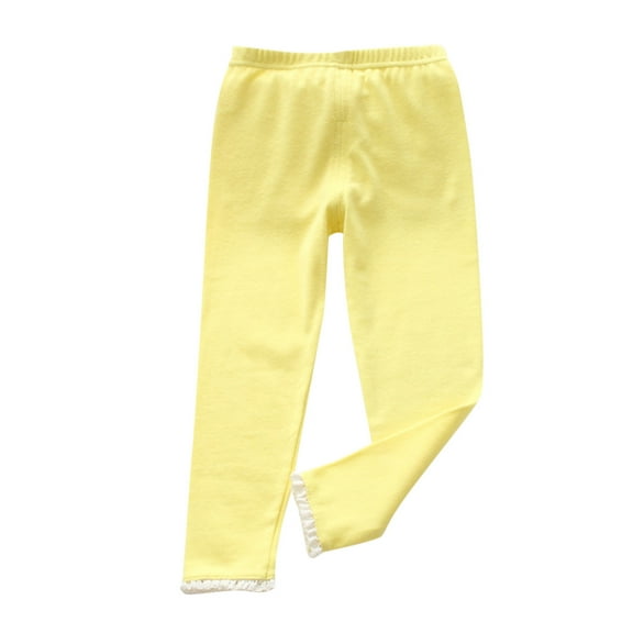 CPNG Toddler Girls Lace Trim Leggings Pants Basic Leggings Stretchy Soft Leggings Tights Pants Kids Solid Color Leggings(YE2,2-3 Years)
