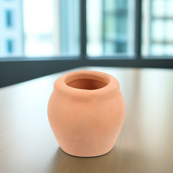 Milisten 8PCS Flower Pot Clay Pot Round Orange Indoor Use Cute Design for Desktop Decoration
