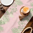 thumbnail image 3 of Pink Leaves Table Runner - 90 Inch Long Green Summer Botanical Pastoral Cotton and Linen Blended Dress Scarves Farmhouse Table Runner for Kitchen Dining, Coffee Table, 13" x 90", 3 of 8