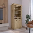 thumbnail image 4 of Depot E-Shop Gale 2-Door Bar Cabinet with 5 Shelves, Built-in Bottle Storage and Glass Rack, Macadamia, 4 of 7