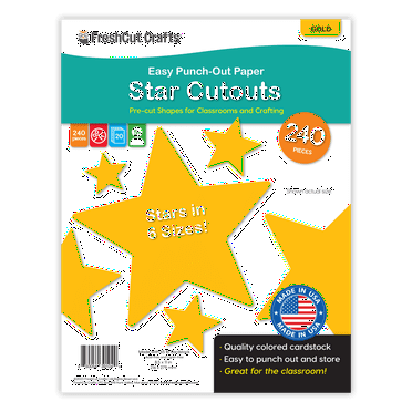 FreshCut Crafts Punch Out Paper Cutouts, Star Shapes, Gold, 240 Pieces
