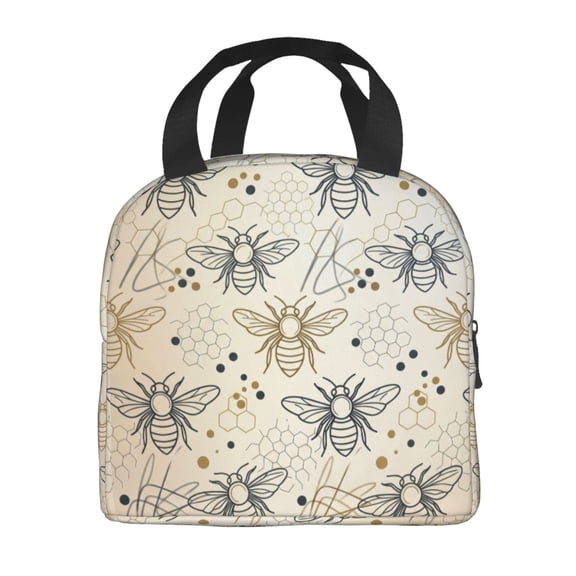 Bees Honeycomb Insulated Lunch Bag For Women Men Reusable Lunch Box Cooler Bag Large Leakproof Lunch Tote For Adult Work Picnic Camping Beach Office