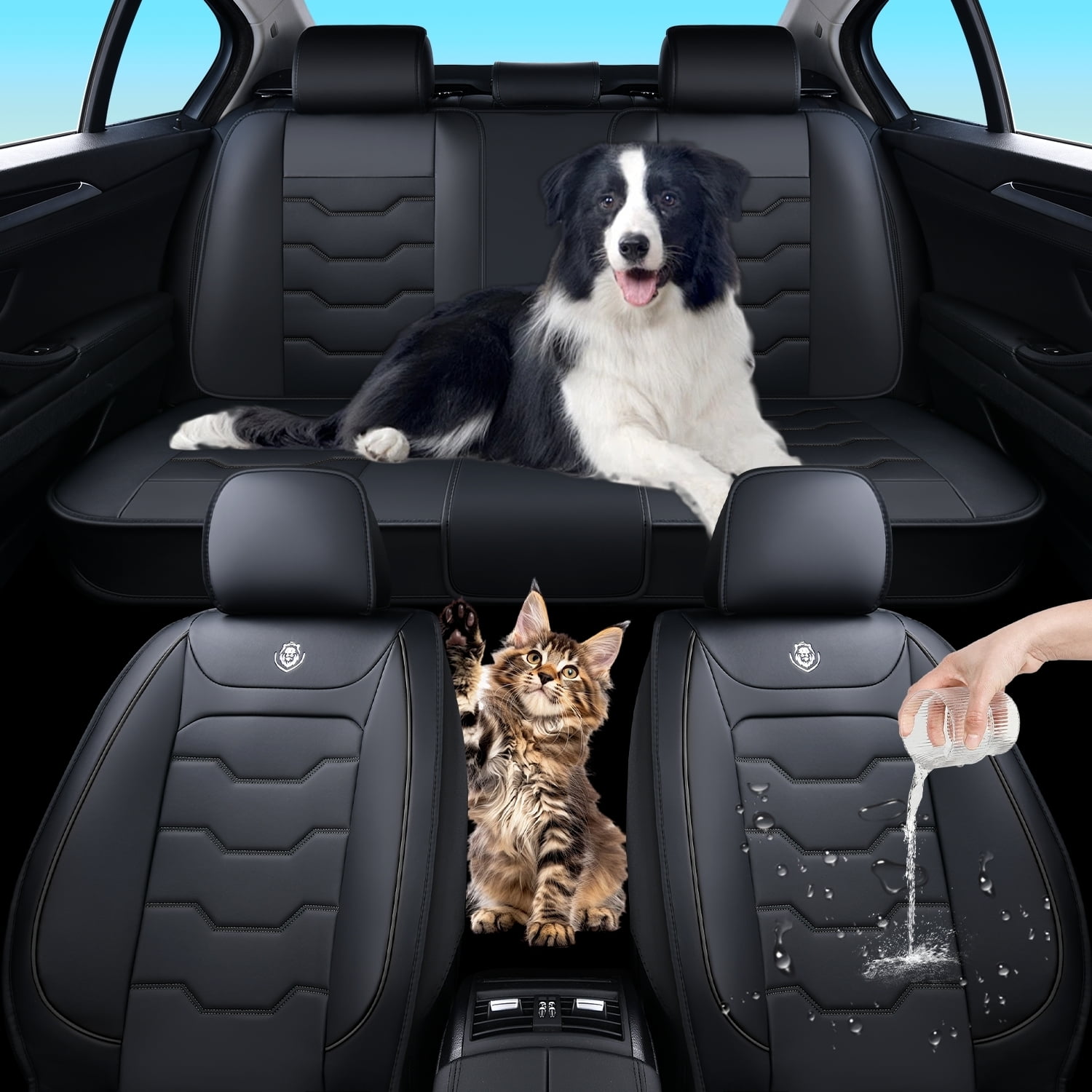 Fit for NISSAN VERSA 2021-2025 Seat Cover Waterproof Faux Leather 5 Seats Full Set Non-slip Beautify Interior Black Car Seat Covers Airbag-Compatible
