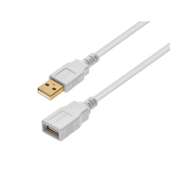 Monoprice USB-A to USB-A Female 2.0 Extension Cable - 28/24AWG  Gold Plated  White  3ft