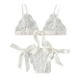 thumbnail image 1 of Conjunto de lencería sexy Gibobby sujetador y Calzoncillos de Encaje Pajarita festoneada Trim Side Blanco M, 1 of 5