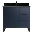 thumbnail image 3 of Fine Fixtures Opulence Collection 36 in. W x 18 in. D x 33 in. H Bathroom Vanity in Navy Blue with Black Marble Sintered Stone Sink - Black hardware, 3 of 7