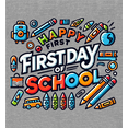 thumbnail image 2 of Happy First Day of School Adult Heather Gray Crew Neck Short Sleeve Tee-Medium, 2 of 4