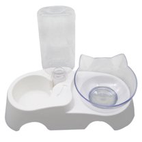 ULTNICE 1 Set of Pet Water Station PC White Double Bowl and Cats