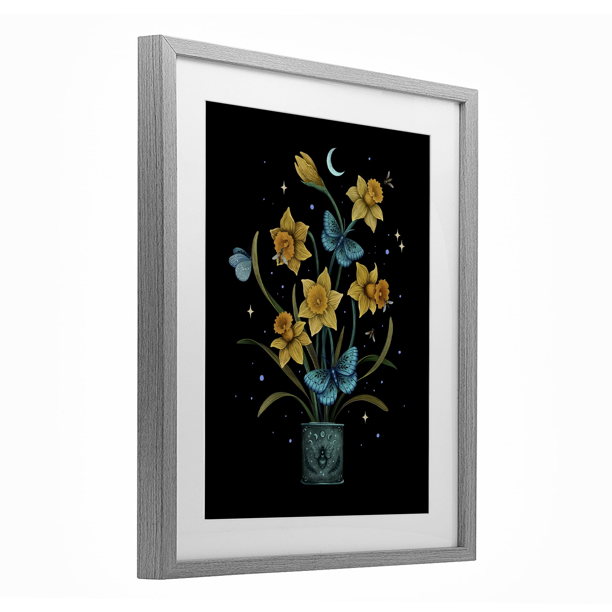 Stupell Industries Mystical March Daffodils Gray Framed Print Under Glass, design by Episodic Drawings