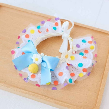 Adjustable Cat Necklace Pet Scarf Accessories Dog saliva towel Lace Mesh Bowknot Dog Neckerchief Pet Collar Puppy String Bib S STYLE 3