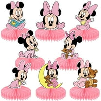 8 Pieces Minnie Honeycomb Centerpiece for Table Decorations Shiny Topper Pink angel Birthday Party Supplies