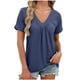 thumbnail image 2 of Xuyuer Women‘s Casual Fashion Solid Color Summer V-Neck Short Sleeve Blouses Shirts Top, 2 of 8