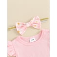 thumbnail image 6 of Musuos Baby Girls 3Pcs Summer Outfit 3 6 9 12 18Months Fly Sleeve Crew Neck Romper + Bow Front Shorts + Headband Set Cute Clothes, 6 of 10