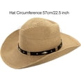 thumbnail image 2 of OwnShow Straw Cowboy Hat for Women Men Western Sun Hat Wide Brim Summer Belt Cowgirl Hats, 2 of 14