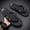 black, variant on Men All Black Grid Massage Insole Thong Flip Flops Printed "SPORT" Logo Lightweight Non-Slip EVA Beach Slippers