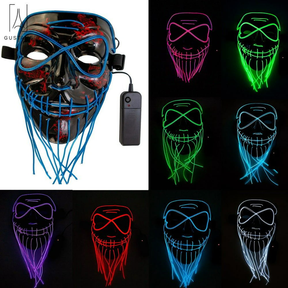 GustaveDesign Halloween Beard Lighted Mask 4 Modes Funny Cold Light ...