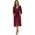 thumbnail image 5 of HEARTNICE Womens Robe, Lightweight 3/4 Sleeve Knit Spa Bathrobe Soft Kimono Long Loungewear,(Burgundy XL), 5 of 6