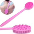 thumbnail image 1 of Slicone Bath Body Brush Exfoliator, Back Brush Long Handle for Shower with Soft Bristles, Back Scrubber,(Cherry blossom powder), 1 of 7