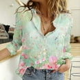 thumbnail image 2 of Jxximdong Button Up Women Floral Print Button Down Shirt Fashion Lightweight Long Sleeve Blouse Spring Summer Casual Green Tops XXXL, 2 of 5