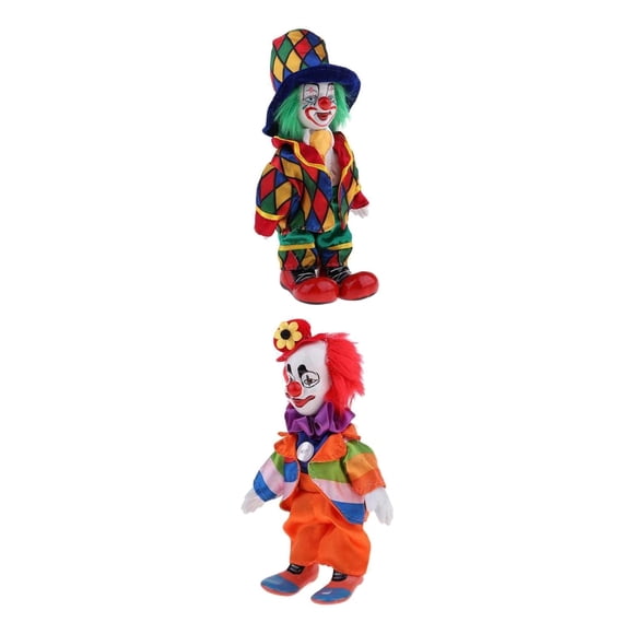Artes De la muñeca del ornamento De la decoración del escritorio Colecciones del regalo del cumpleaños De uds rojo naranja Sunnimix Muñecos Payasos De Porcelana