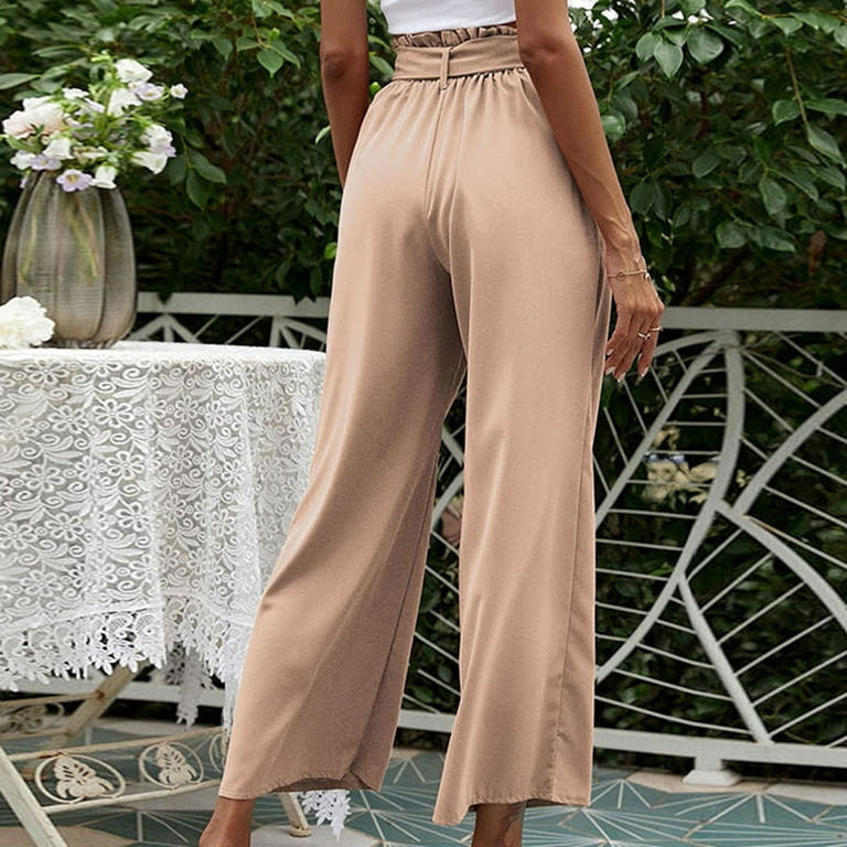 Zodggu Womens Solid Color High-Waist Full Length Long Pants Loose Womens  Wide Leg Pants Gifts for Women Trousers 2023 Joggers Young Girl Fashion  Bottoms Khaki 4 
