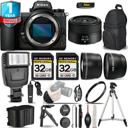 Nikon Z7 II Mirrorless Camera with 28mm f/2.8 Lens + Flash + 64GB + UV Filter + Backpack