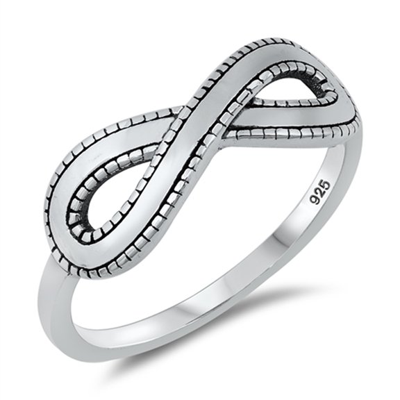 Infinity Criss Cross Detailed Milgrain Ring .925 Sterling Silver Band Jewelry Female Male Size 7