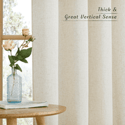 NICETOWN Linen Curtains for Living Room, Natural Semi Sheer Thick Linen Drapes Light Filtering Elegant Neutral Bohemian Grommet Bedroom Curtain Panels, 55x84, 2 Panels