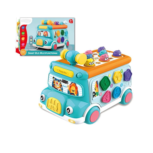 Juguete De Autobús, Juguetes De Aprendizaje Musical Para Bebés Con Luz De Sonido, Reloj De Juguete De Juego Whack-A-Mole, Regalo De Educación Temprana Para Niños Pequeños Y Niñas Monstrate FN003499-01