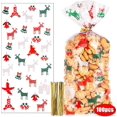 thumbnail image 1 of 100 bolsas de galletas de caramelo navideñas, bolsas de regalo navideñas de plástico transparente con 100 piezas de giro Corbatas, 1 of 5