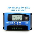 thumbnail image 2 of Contrôleur de Charge Solaire DPPT 30A 40A 50A 60A 100A 12V/24V Panneau Solaire Régulateur de Pile Contrôleur de Charge Double USB 5V2A Usage Domestique, Facile à Installer, 2 of 6