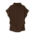 thumbnail image 3 of T-shirt à Col Roulé en Coton à Manches Courtes et à Col Rond pour Femmes T-shirt à Manches Longues pour Femmes, 3 of 5