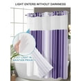 thumbnail image 4 of No Hook Cloth Fabric Shower Curtain with Snap in Liner, Purple Ombre Stripe Waterproof Shower Curtains Set with See Through Top Window, Farmhouse Simple Striped Bath Curtains Shower 72"x84", 4 of 6