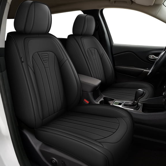 DIKSOAKR Car Seat Covers Front Seats for Nissan Rogue 2008-2026 Waterproof Leather Seat Covers Comfort Car Seat Protector with Lumbar Support Black,Front Set(2 Seats)