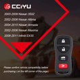 thumbnail image 2 of CCIYU 1PC 4 Buttons Keyless Entry Remote Fob + 1PC Lithium Battery Replacement for Nissan for Infiniti Series KBRASTU15, 2 of 7