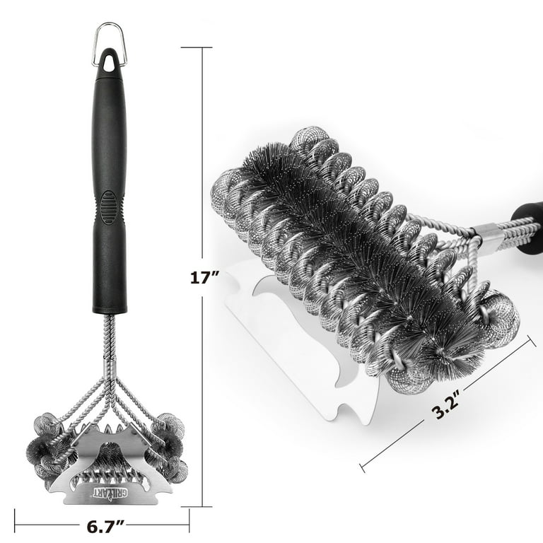 Grill Brush and Scraper Bristle Free & Wire Combined BBQ Brush- Safe &  Efficient Grill Cleaning Brush - 17” Grill Cleaner Brush for  Gas/Procelain/Charcoal Grates-Gifts for Grill Wizard 
