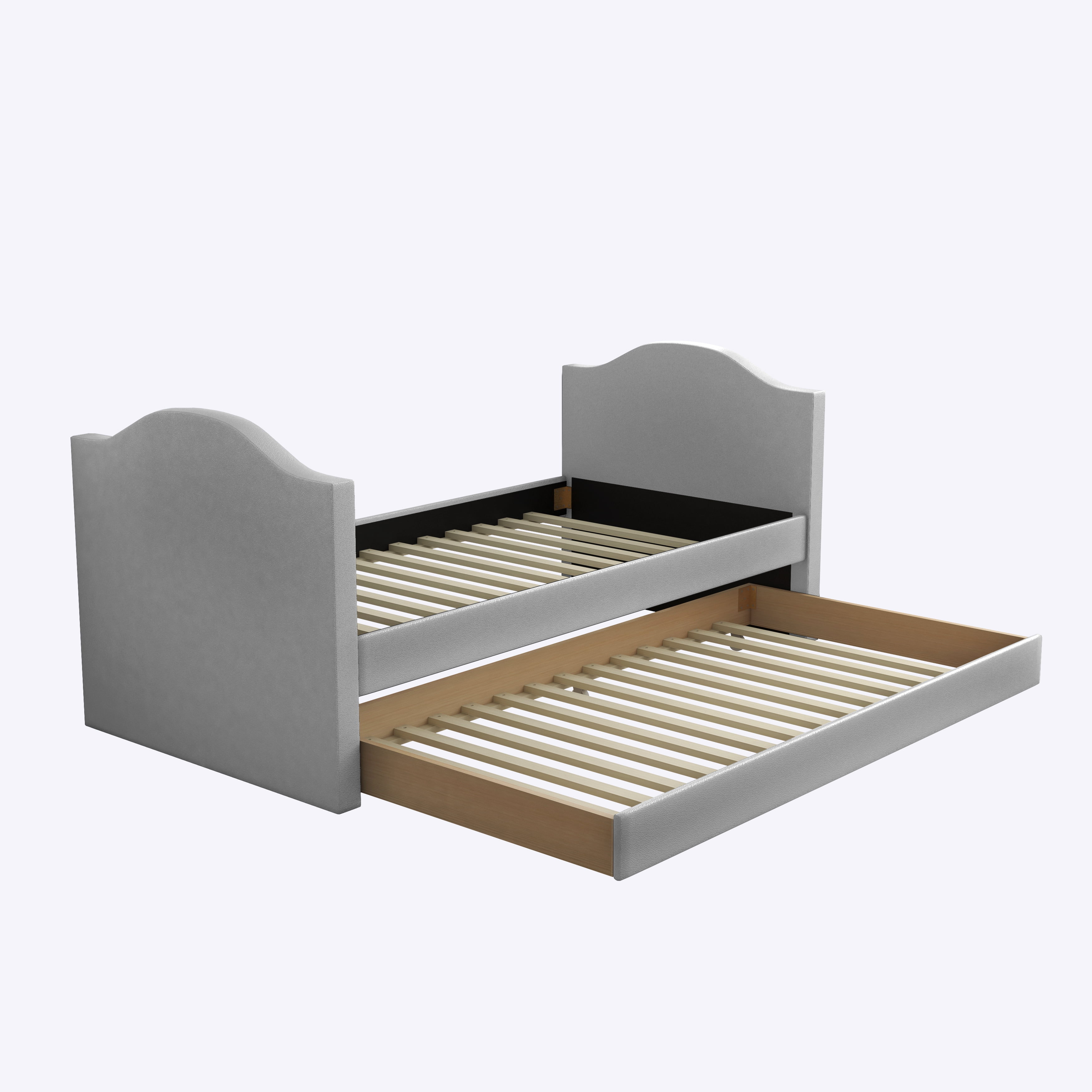 Boyd Sleep Messina Gray Upholstered Faux Leather Daybed with Trundle, Twin