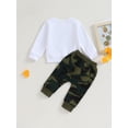 thumbnail image 4 of xiaxaixu Baby Boys Pants Set, Long Sleeve Crew Neck Letters Print Sweatshirt with Solid/Camouflage Sweatpants Infant Clothes, 4 of 9