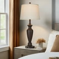 thumbnail image 6 of Cinkeda 30" Table Lamp Set of 2, Rustic 3-Way Dimmable Tall Touch Table Lamps for Living Room Bedroom, Brown, 6 of 7