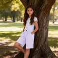 thumbnail image 5 of OGLCCG Girls Plaid Bermuda Shorts Knee Length Wide Leg Shorts with Pockets Loose Casual Elastic Waist Summer Shorts 4-14 Years, 5 of 7