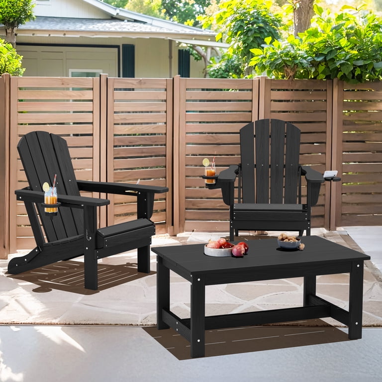 SERWALL Outdoor Patio Coffee Table, 37.8 Inch Weatherproof Black photo 4